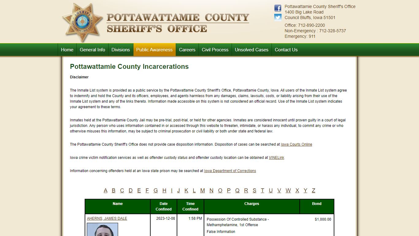 Incarcerations - Pottawattamie County Sheriff's Office