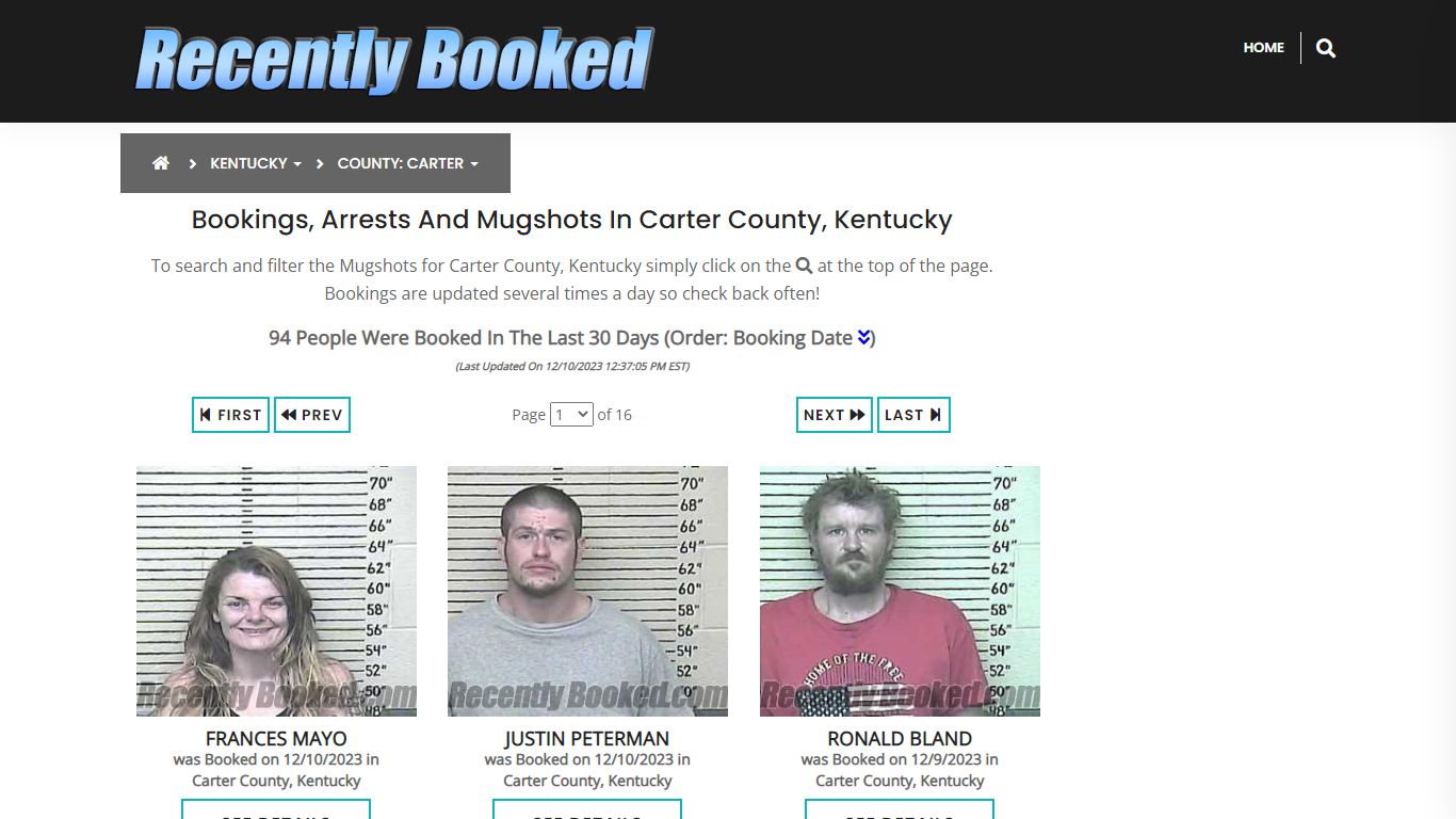 Recent bookings, Arrests, Mugshots in Carter County, Kentucky